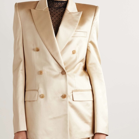 KHAITE Jackets & Blazers - Khaite Nathan Satin Blazer in Ecru SZ 8 NEW